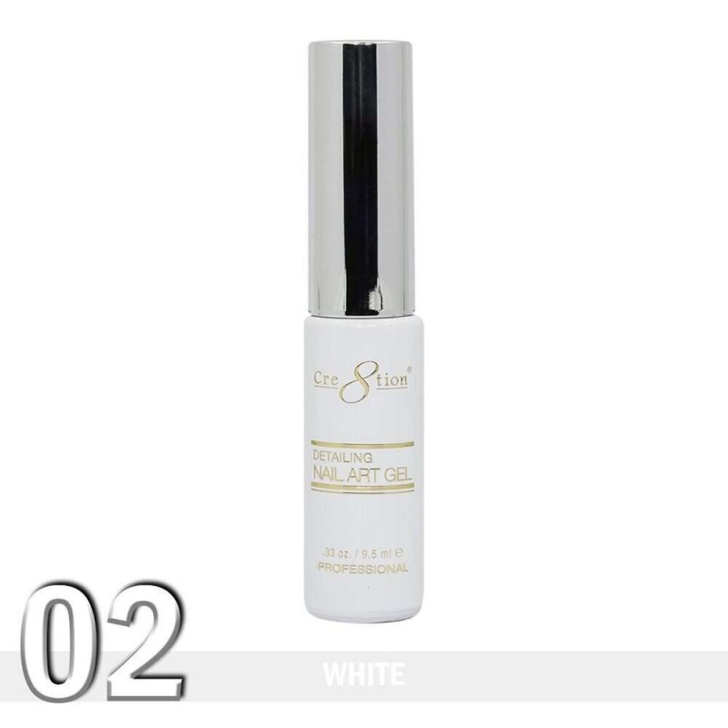 Cre8tion Detailing Nail Art Gel, 02, White, 0.33oz KK1025